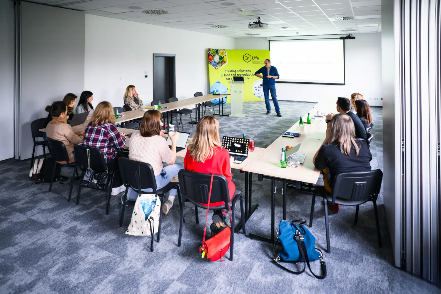 the speaker leads the seminar